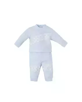 Спортивный комплект для мальчика синего цвета с клетчатыми аппликациями BABID