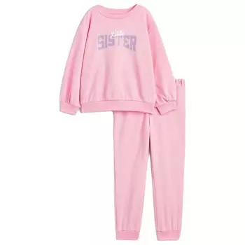 Спортивный комплект H&amp;M Printed Sweatshirt Little Sister, 2 предмета, розовый