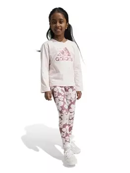 Спортивный костюм Adidas Sportswear Essentials Allover Print Set Kids, бежевый