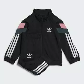 Спортивный костюм adidas Tracksuit, черный/белый/розовый/темно-зеленый