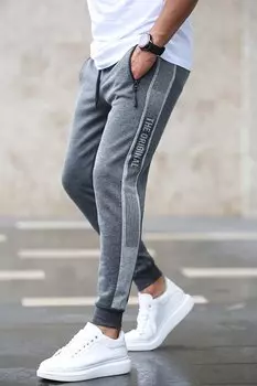 Спортивный костюм антрацит с полосками по бокам 4218 MADMEXT