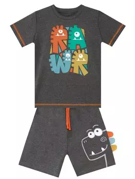 Спортивный костюм Denokids Tracksuit Rawr Dino, серый