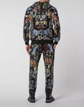 Спортивный костюм для бега:Толстовка/Брюки Кристаллы Philipp Plein, цвет Black / Multicolored