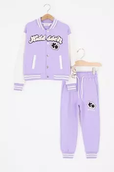Спортивный костюм для девочек с вышивкой в виде сиреневой звезды 16942 Damla Bebe