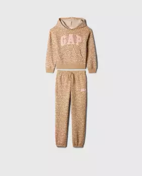 Спортивный костюм для девочки с капюшоном и логотипом бренда Gap, бежевый