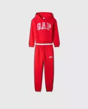 Спортивный костюм для девочки с капюшоном и логотипом бренда Gap, красный