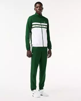 Спортивный костюм для тенниса с полоской и логотипом Lacoste, зеленый