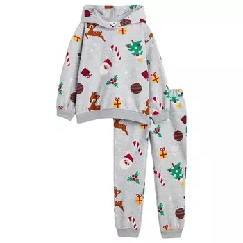 Спортивный костюм H&amp;M Sweatshirt Patterned, 2 предмета, светло-серый