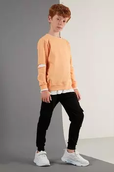 Спортивный костюм из 100% хлопка с рваной вставкой и круглым вырезом 59215614 Lela