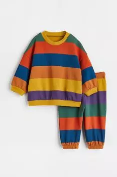 Спортивный костюм из 2 предметов H&amp;M, оранжевые/цветные блоки