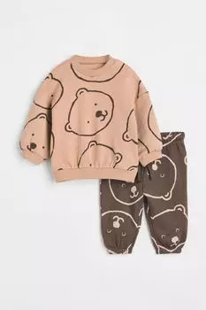 Спортивный костюм из 2 предметов H&amp;M, пудрово-розовый/медведи