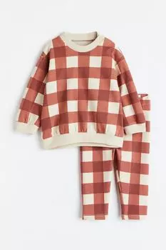 Спортивный костюм из 2 предметов H&amp;M, ржаво-коричневый/проверено