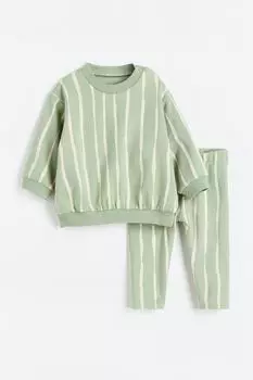 Спортивный костюм из 2 предметов H&amp;M, светло-зеленый/полосатый