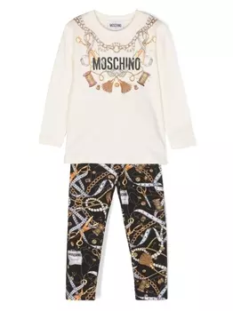 Спортивный костюм из джерси с логотипом Moschino Kids, нейтральный цвет