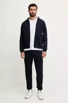Спортивный костюм из хлопка Ea7 Emporio Armani, темно-синий