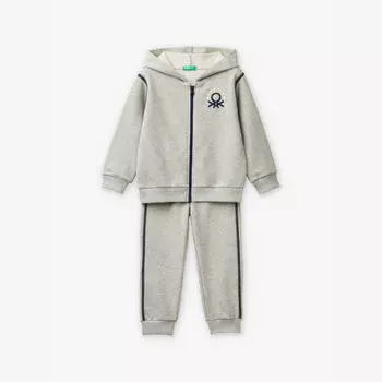 Спортивный костюм из хлопка на молнии с логотипом, возраст 18 месяцев - 6 лет Benetton, серый