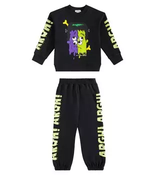 Спортивный костюм из хлопкового флиса с логотипом Stella Mccartney, черный