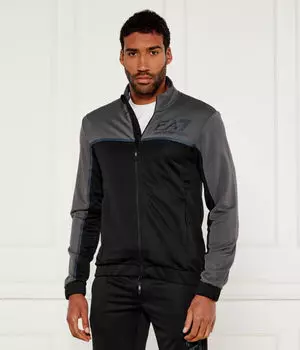 Спортивный костюм мужской Ea7 с кофтой на молнии, черный/серый