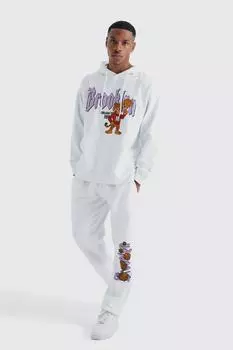 Спортивный костюм oversize varsity mascot с капюшоном Boohoo, белый