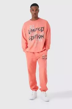 Спортивный костюм pour homme с графическим изображением Boohoo, коралловый