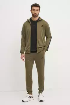 Спортивный костюм с 3 полосками adidas, зеленый