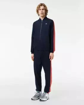 Спортивный костюм с цветными блоками Теннисный спортивный костюм Lacoste, темно-синий