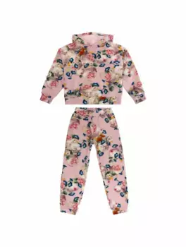 Спортивный костюм с цветочным принтом Monnalisa, розовый