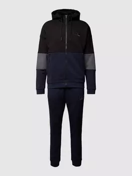 Спортивный костюм с цветовыми блоками EA7 Emporio Armani, темно-синий