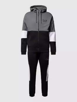 Спортивный костюм с цветовыми блоками EA7 Emporio Armani, черный