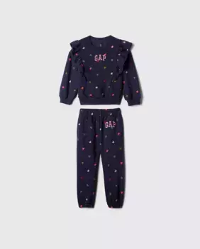 Спортивный костюм с длинными рукавами и принтом для девочки Gap, синий