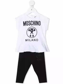 Спортивный костюм с кристаллами Moschino Kids, белый