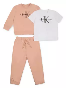 Спортивный костюм с логотипом Calvin Klein Kids (комплект из трех штук), розовый