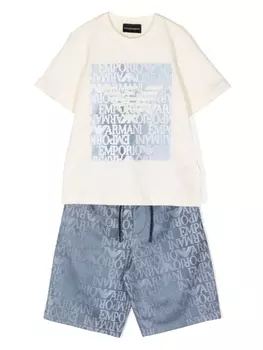 Спортивный костюм с логотипом Emporio Armani Kids, бежевый