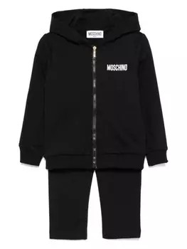 Спортивный костюм с принтом Leo Teddy Moschino Kids, черный