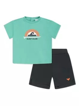 Спортивный костюм с принтом Surf Club Emporio Armani Kids, синий