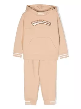 Спортивный костюм с вышитым логотипом Emporio Armani Kids, бежевый