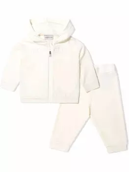 Спортивный костюм с вышитым логотипом Moncler Enfant, белый