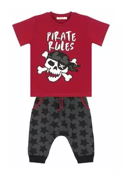 Спортивный костюм SET PIRATE RULES Denokids, красный