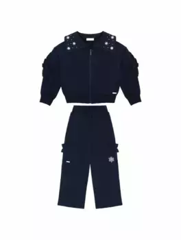 Спортивный костюм со стразами Monnalisa, тёмно-синий