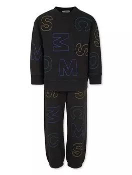 Спортивный костюм Stella McCartney Kids из хлопка с логотипом по всей поверхности, черный