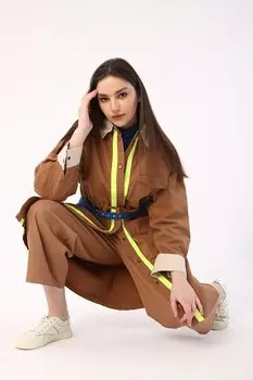 Спортивный плащ из 100 % хлопка с неоновой детализацией и застежкой на кнопки ALL DAY