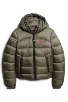 Спортивный пуховик-бомбер Superdry, зеленый