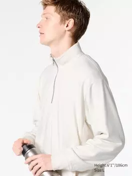 Спортивный пуловер на молнии наполовину Uniqlo, белый