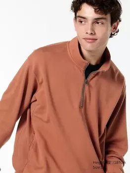 Спортивный пуловер на молнии наполовину Uniqlo, оранжевый