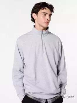 Спортивный пуловер на молнии наполовину Uniqlo, серый