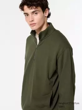 Спортивный пуловер на молнии наполовину Uniqlo, зеленый