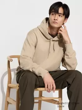 Спортивный пуловер с капюшоном Uniqlo, бежевый