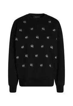 Спортивный свитер IKONIK RHINESTONE KARL LAGERFELD, черный