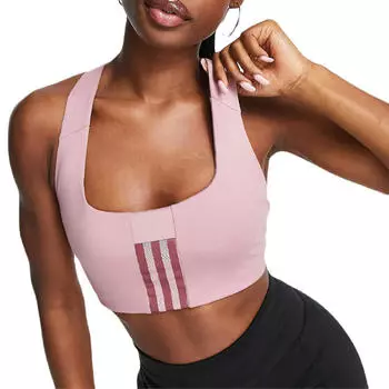 Спортивный топ Adidas Training 3 Stripe Design Mid-support, розовый