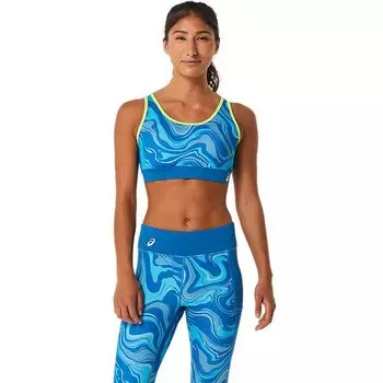 Спортивный топ женский Asics Graphic с мраморным принтом, синий